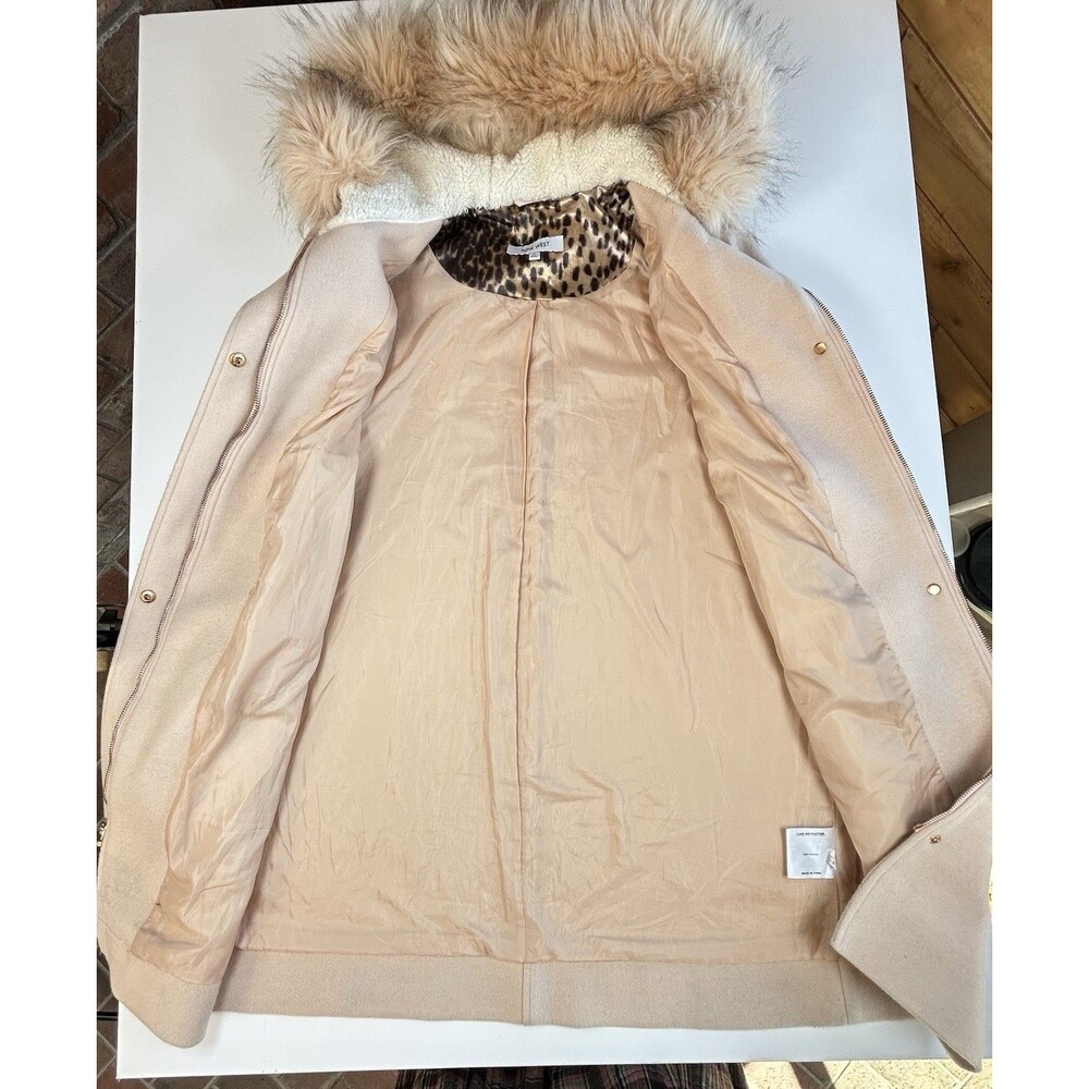 Nine West Parka Coat Jacket Faux Fur Trim Hood Pinkish-Beige Women's XL - Picture 11 of 16
